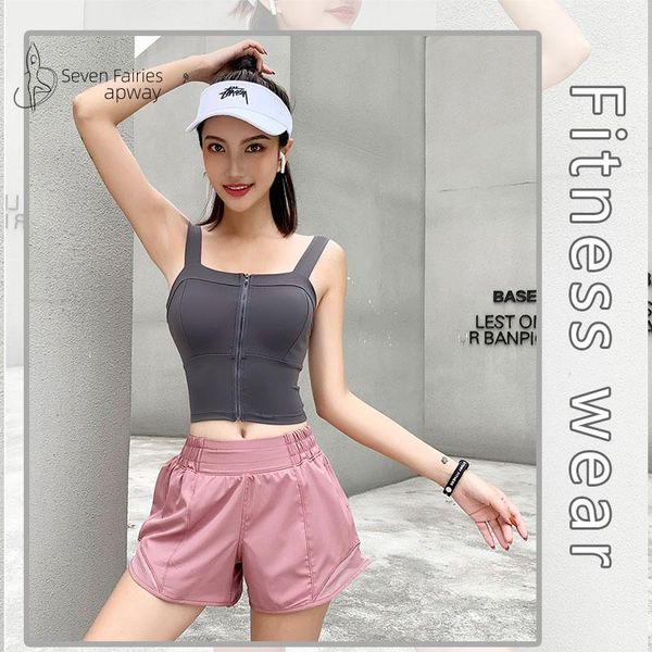 

yoga outfit 2021 sling sports vest women with chest pad fitness underwear running shockproof gathering bra clothes outer wear
