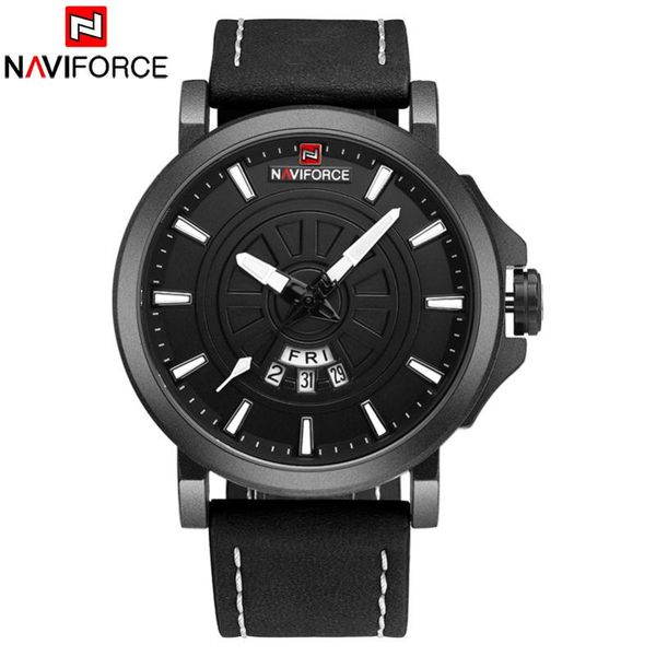 

wristwatches naviforce china brand sport watch men 30m waterproof genuine leather band military male clock relogio masculino, Slivery;brown