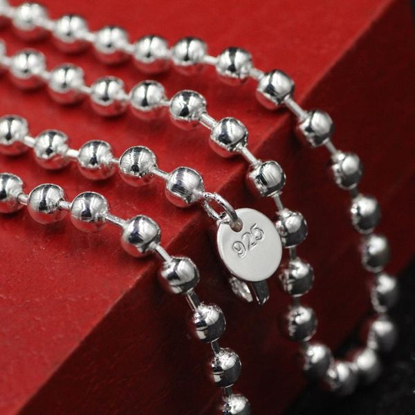 

3mm round bead silver necklace temperament domineering men's wild chain chains