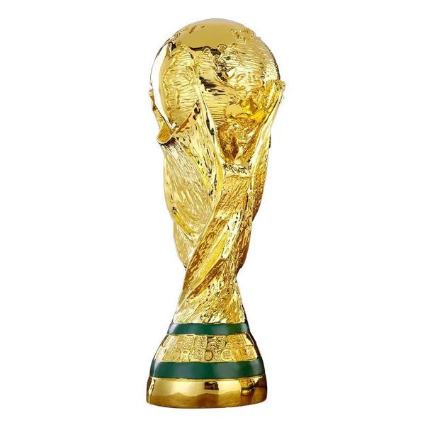 Große Größe goldene Farbe Weltmeisterschaft Fußballmeister Souvenir Maskottchen 35 cm Höhe WM Spielzeug 210318