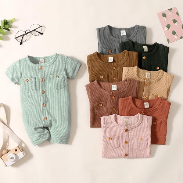 

jumpsuits summer baby romper born clothes infant boys girls jumpsuit short sleeve girl outfits body, Blue