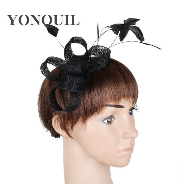 

hair accessories elegant bridal fascinator sinamay loops feather adorned for wedding hairstyle party headwear occassion 21 color