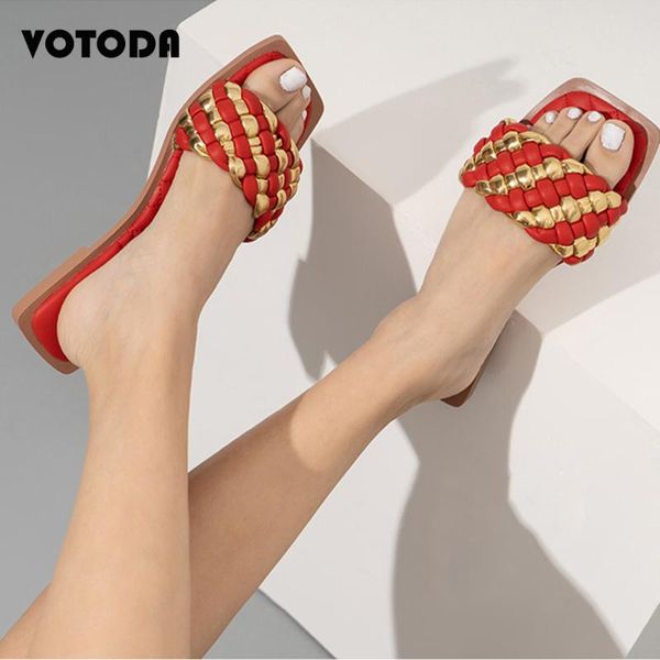 

fashion summer women flat slippers square stripe woven ladies sandals casual soft non-slip slides female outdoor shoes, Black