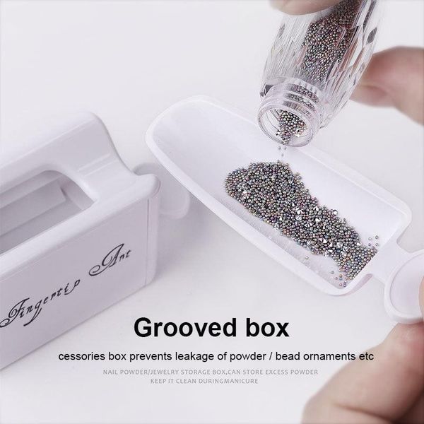 

nail art kits 2 pcs portable dipping powder recycling tray glitter rhinestones storage box manicure mold holders tool