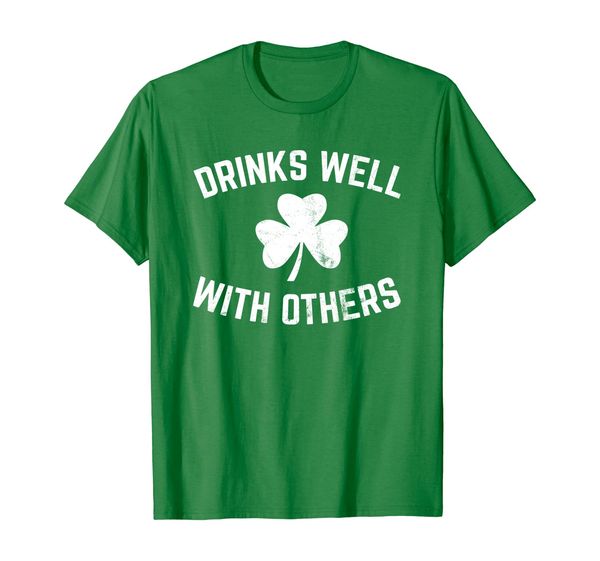 

funny st patricks day drinking shirt drinks well with others, White;black