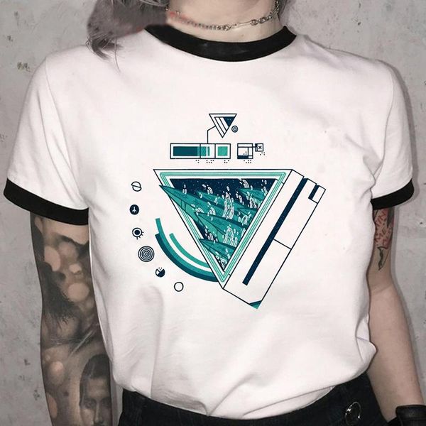 

women's t-shirt geometry printed t shirt women 90s graphic harajuku tee short sleeve animal tshirt geometric female, White