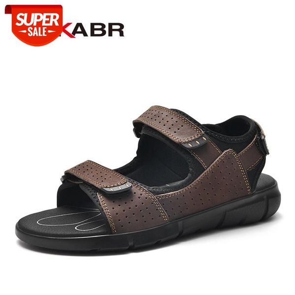 

dekabr brand men's casual shoes genuine leather sandals men flip flops breather slippers plus size 38~48 summer sapato masculino #3j9f, Black