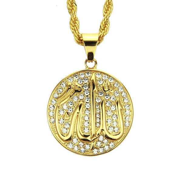 

pendant for men chains hip hop amulet neck s necklace diamond studded round je symbol jewelry fashion, Silver