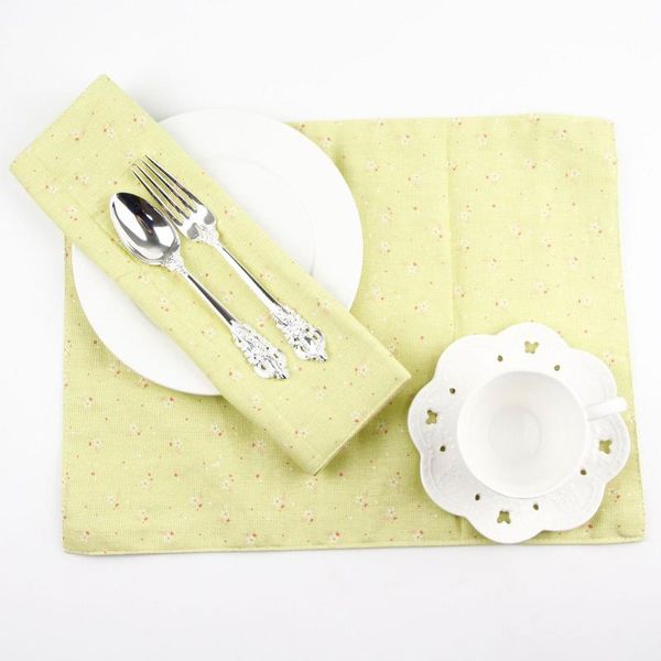

pcs floral pattern polyester cotton 30x40cm napkin insulation placemat soft dining table napkins mat kids fabric