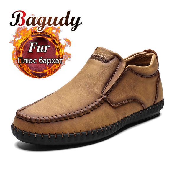 

men winter boots leather casual male shoes warm winter shoes men's ankle boots with fur super warm winter comfortable men shoes 210619, Black