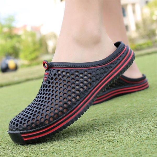 

slippers men women beach outdoor casual flat sandals summer comfort large couple non slip white shoes, Black