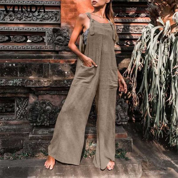 

jumpsuit summer women jumpsuits office ladies overalls sleeveless rompers pants 2021 vonda casual solid pantalones plus size, Black;white