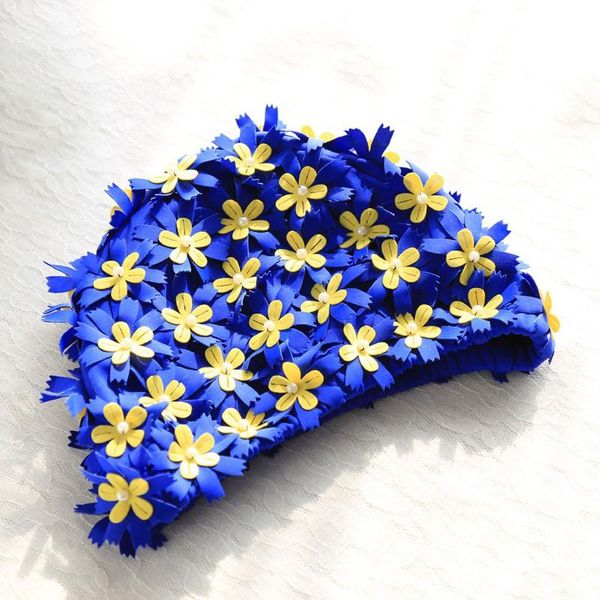 

style women floral print pearl diamond swimming cap surf hat sports swim pool shower +nose clip earplugs caps