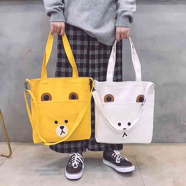 

2021women's messenger bag women's 2019 new fashion korean cartoon student large capacity one shoulder ins canvas bag