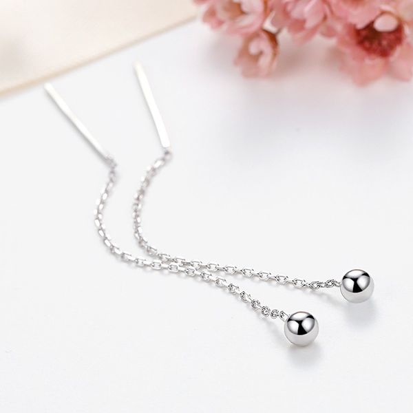

silver real pure long color drop ball dreamysky earrings beads women for pendientes jewelry brincos fashion shipping ofweo
