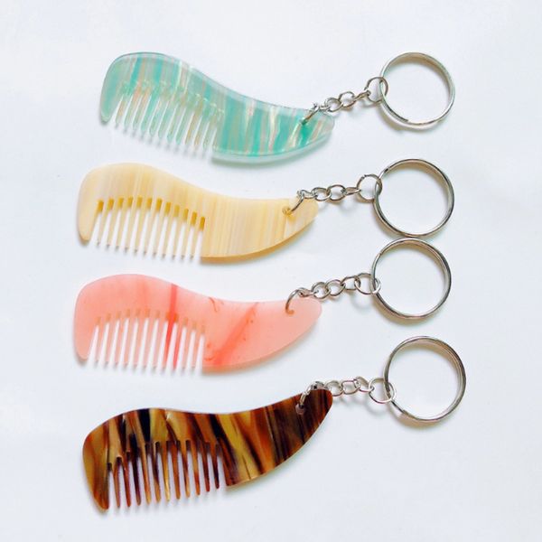 

dhl mini acetate combs portable men women travel keychains hair brush leopard print styling accessories decorative keyring, Silver
