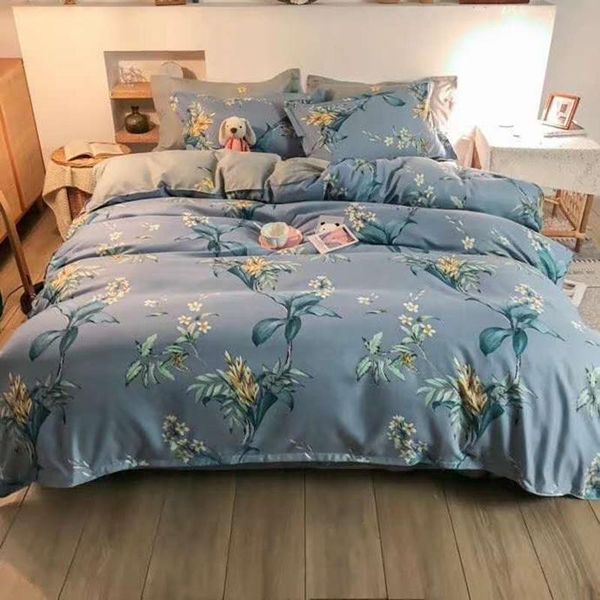 

bedding sets aloe cotton green flower print simple style duvet cover pillow case bed sheet bedroom double set king  full oceania