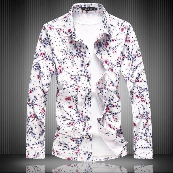 

quality very men's good casual blue green 2021 arrive fashion long sleeve cotton design men flowers shirts 9092, White;black