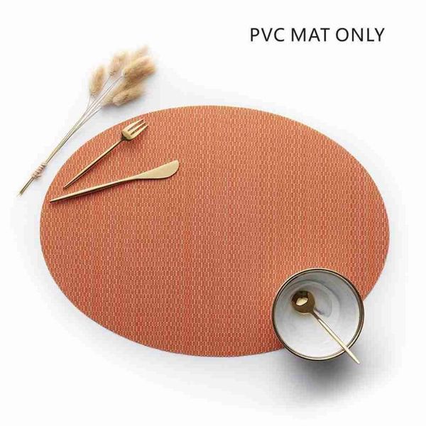 

mats & pads vertical grain oval pvc placemat customized anti-slip anti-scald heat insulation el restaurant cushion decoration table mat