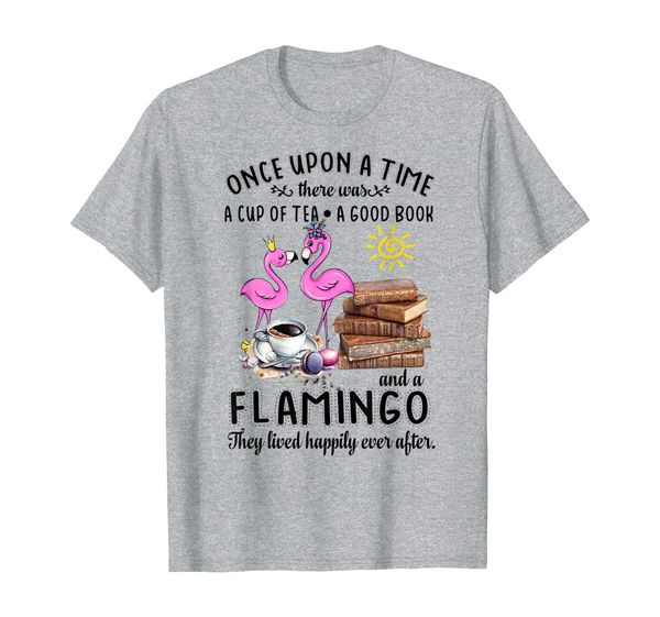 

funny a cup of tee a good books loves flamingos gift t-shirt, White;black