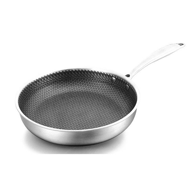 

pans stainless steel frying pan non-stick without oil smoke uncoated household wok induction pot kitchen cooking