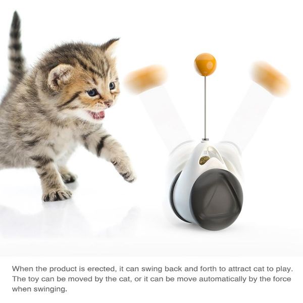 

cat toys pet cats tumbler swing kitten interactive balance car chasing toy with catnip funny products