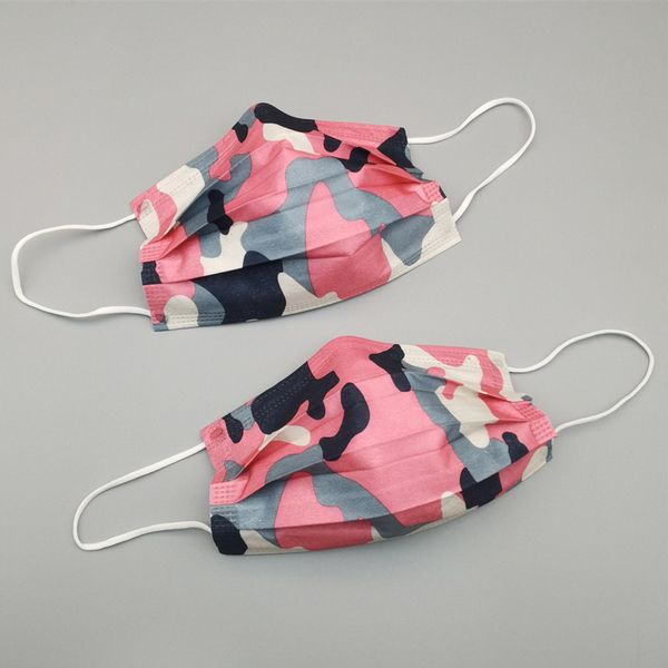 

time summer red color camouflage printed mask, personal creativity, fashionable cool, protective, comfortable and breathable mask