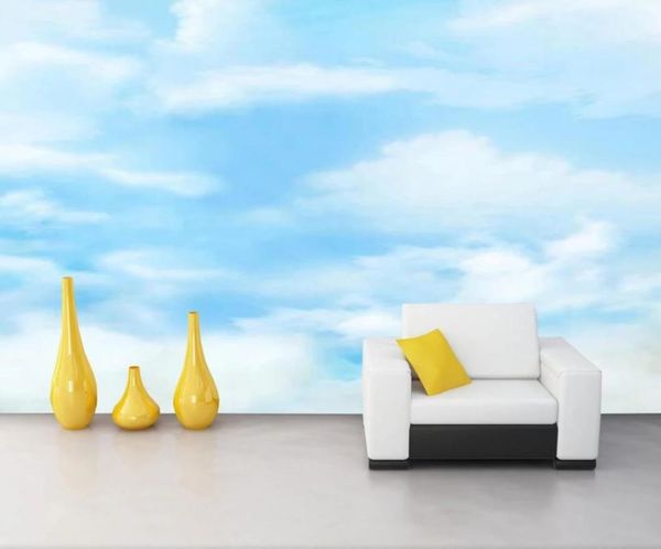 

wallpapers custom self adhesive 3d po white cloud blue sky background murals home decoration living room bedroom waterproof