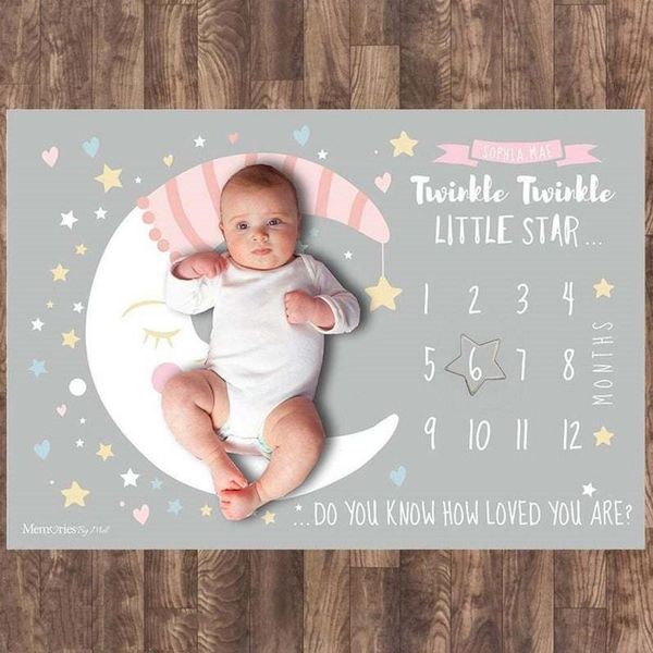 

blankets & swaddling baby milestone blanket 120x100cm born pography prop background play mats backdrop cloth calendar cards