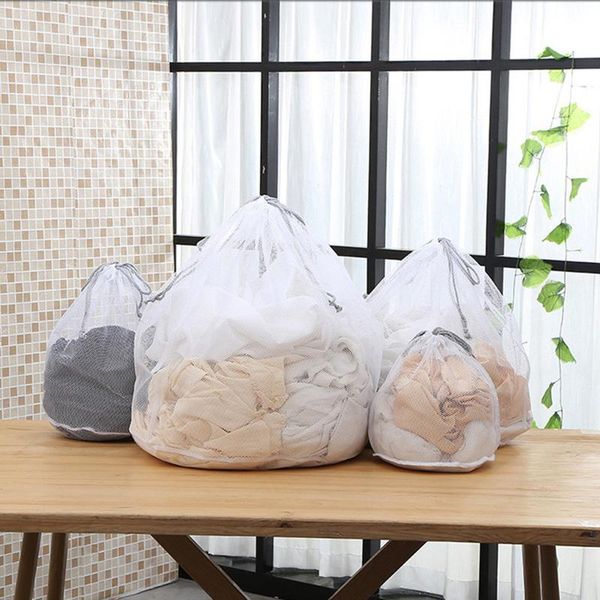 

pcs/1 set large drawstring bra underwear laundry bag household cleaning washing machine mesh holder bags white color drop ship