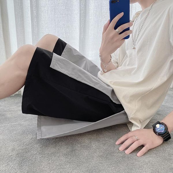 

men's shorts legible 2021 summer casual men patchwork male short homme fashion clothing, White;black