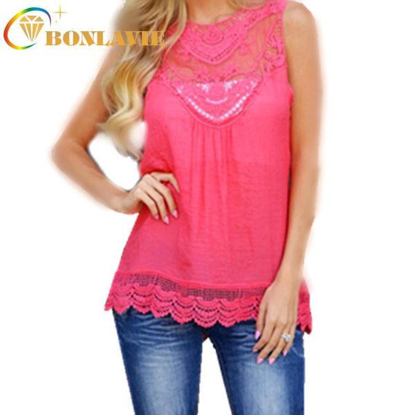 

women's blouses & shirts summer women chiffon blouse sleeveless o-neck lace edge solid color black white rosy slim long length female