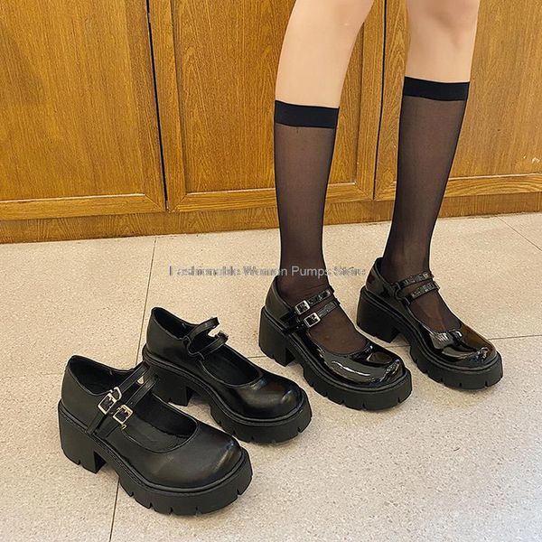

dress shoes 2021 summer jk uniform women thick heels mary jane lolita female platform retro college casual, Black