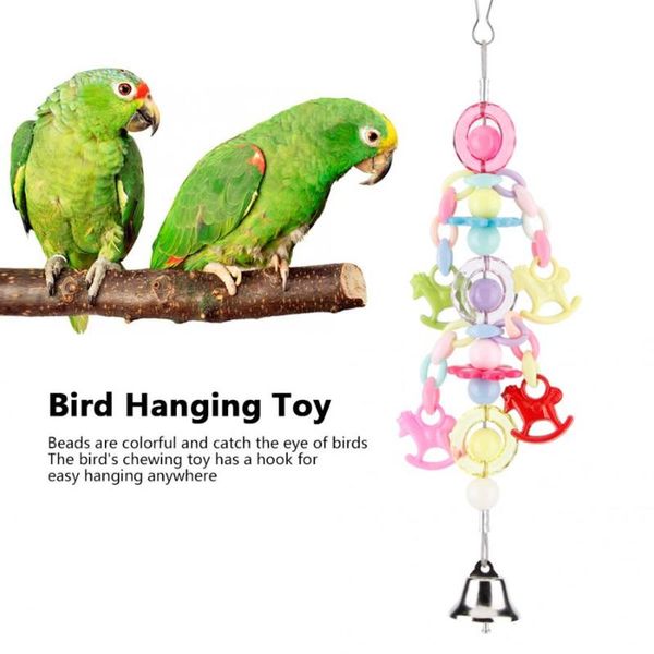

other bird supplies colorful beads bell cage stand parrot hanging toy pet birds bite chewing decoration toys