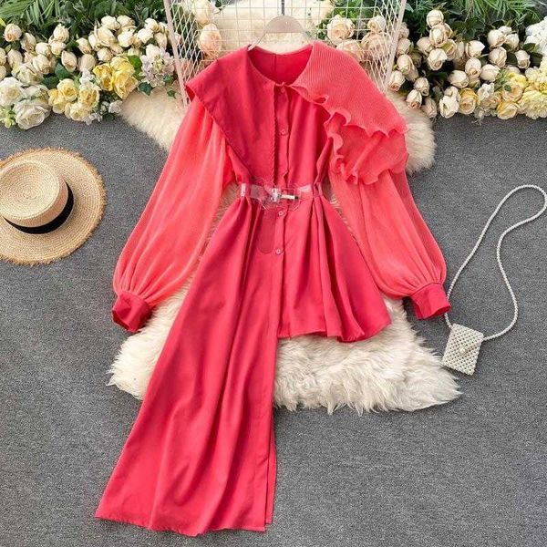 

women's blouses & shirts lady fashion irregular shirt pleated ruffles stitching large lapel long sleeve solid color elegant blouse nem, White