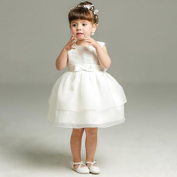 

girl's dresses girls christening dress lace baby ivory big bow first birthday girl baptismal wedding costume, Red;yellow
