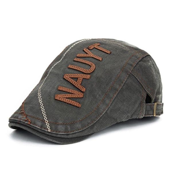 

visors solid berets men's leisure fashion autumn skull flat buckle vintage beret caps, Blue;gray