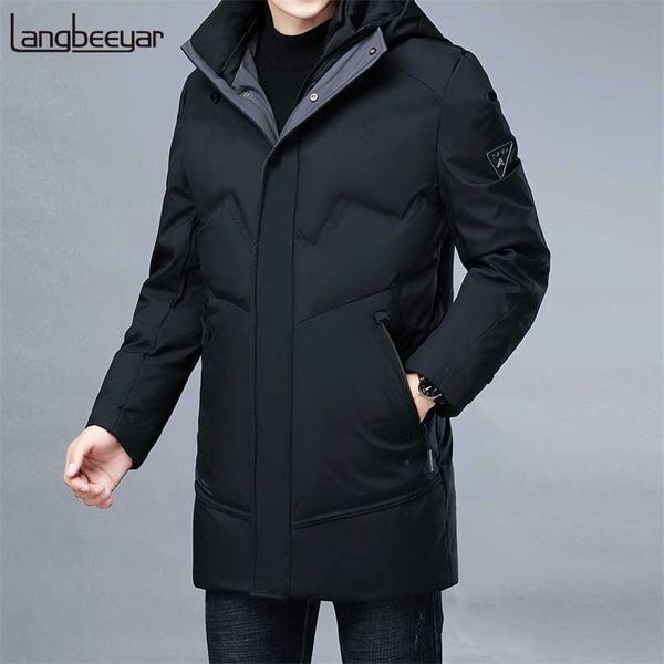 Grado superiore di marca invernale moda casual lungo Parka 90% piumino d'anatra bianca cappotto giacca a vento da uomo con cappuccio abbigliamento uomo 211008