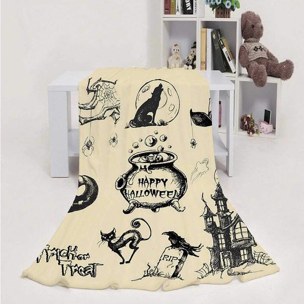 

Halloweencollection.Hand Drawn - - Halloween,Soft Luxuries Throw Blanket Microfiber Soft Throw - Style 50''x60''(WxL)