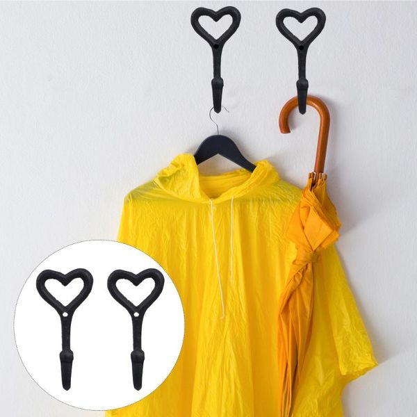 

hooks & rails 2pcs heart shape rustic key coat holder black for household