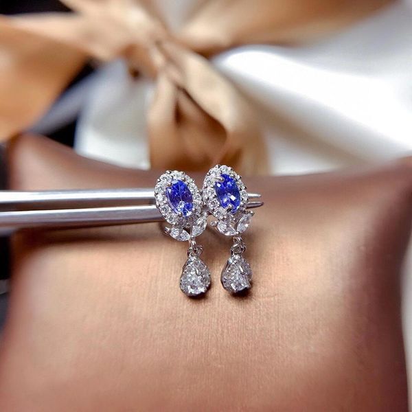 

mdina natural tanzanite earrings 925 silver main stone size 3x5mm, Golden
