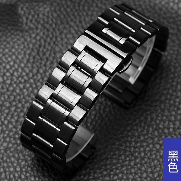 

watch bands large size stainless steel band strap bracelet watchband wristband butterfly 24 26 28 30mmblack, Black;brown
