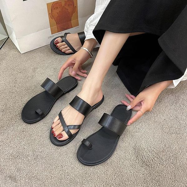 

sandals shoes women women's flat sandales femmes sandalias, Black