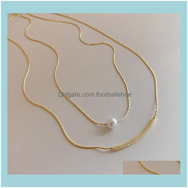 Ciondoli Jewelryarrivals Fashion Modern Peals Collana girocollo Doppi strati Collane rotonde Catena d'oro Gioielli Catene da donna Drop Deliver