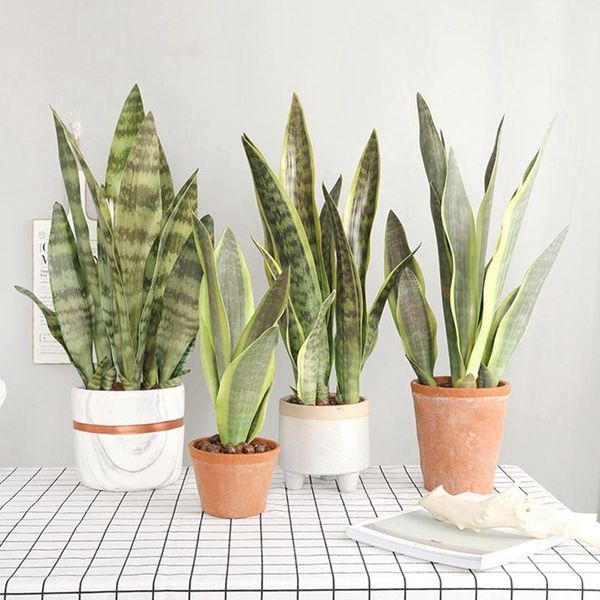

artificial plants sansevieria branch for bonsai decoration fake plastic tiger piran leaves plants diy home garden decors