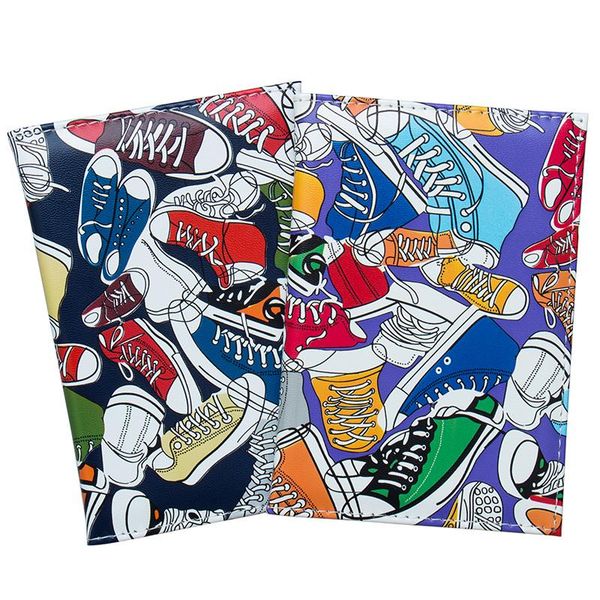 

card holders sports canvas shoes pu leather colorful passport holder bag travel id credit ticket soft folder cover, Brown;gray