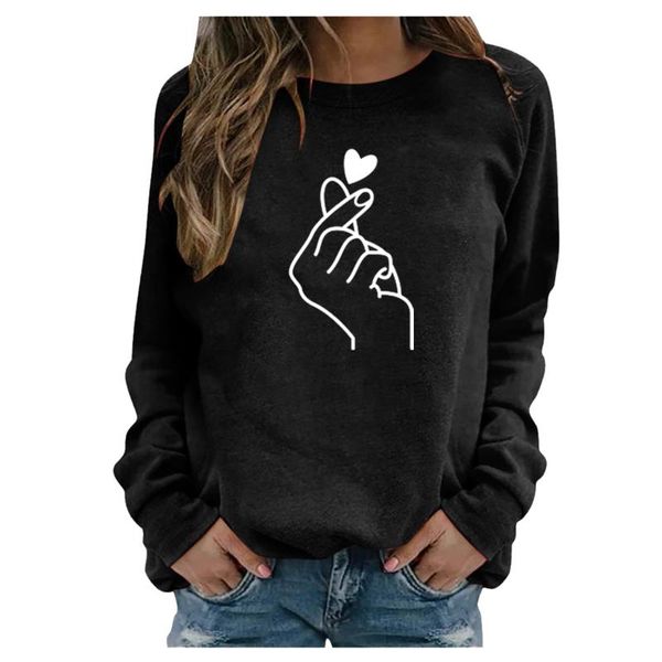 

women's hoodies & sweatshirts women clothes and casual long sleeve print pullover sweatshirt blouse drop, Black