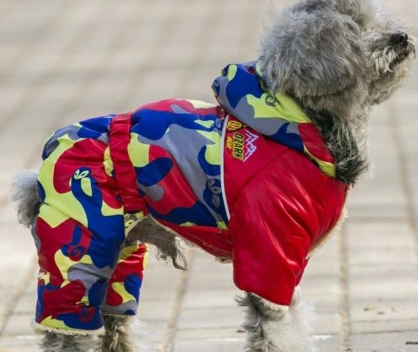

dog apparel pet clothing winter clothes hoodie warm padded puppy coat camouflage jumpsuit
