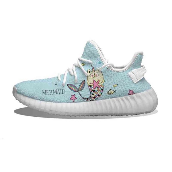 

customizedmermaid unicorn running shoes mesh printed mens womens trainers outdoor sports sneakers, Black;white