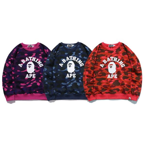 

men's hoodies & sweatshirts classic camouflage pullover sweater plus size couple men and women loose autumn winter camping wear, Black